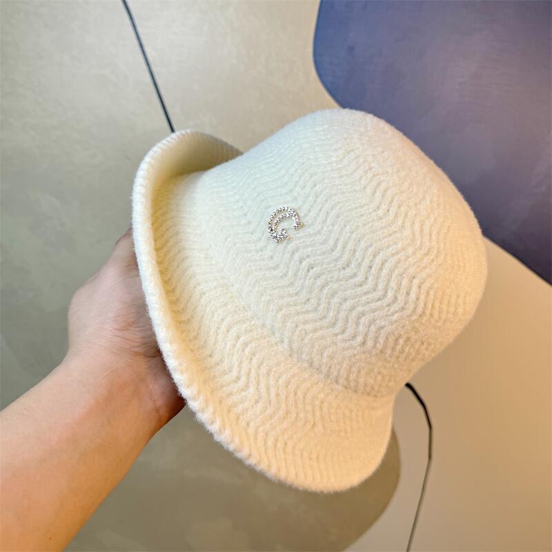 New Elegant Curling Top Hat Women's Foldable Basin Hat Bucket Hat Autumn and Winter Warm Hat