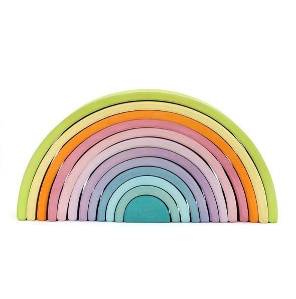 Children's Wooden Rainbow Building Blocks Arch Assembled Colorful Stacking Ornament Toy