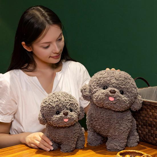 Cute Dog Plush Doll 20/30cm Realistic Soft Fluffy Stuffed Puppy with Playful Tongue Travel Companion Gift for Boys Girls