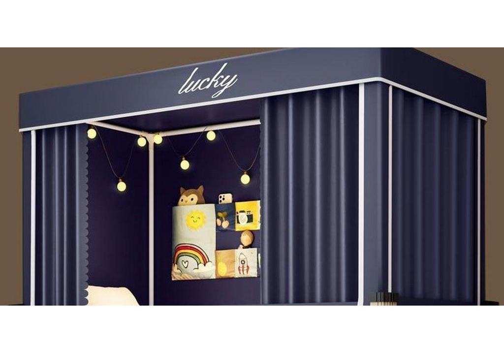Upper Bunk Dorm Bed Curtain & Mosquito Net with Three-Open Doors - Blackout for Summer