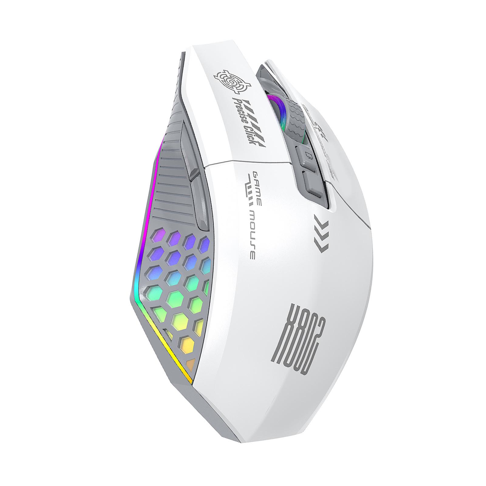

RGB Gaming Mouse Wired BT 2.4G 3 Modes Connectivity with Ergonomic Design for Computer White ash