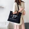 Simple Canvas Large-capacity Casual Bag Women's 2025 New Lazy Style Single Shoulder Fashion Printed Letter Tote Bag