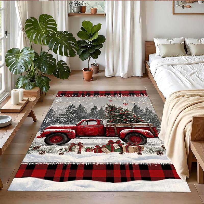 Christmas Printed Square Area Rug Soft Non Slip Floor Carpet For Bedroom Holiday Gift