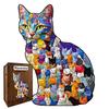 Cat Puzzle Color Kitten Irregular Splicing Toy Unzip Wooden Special-Shaped Puzzle
