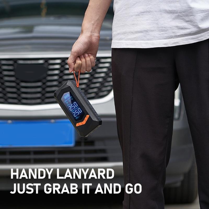 Car Jump Starters Air Compressor Wireless Tire Inflator Pump Digital Tire Inflator Automotive Starting Device with Light