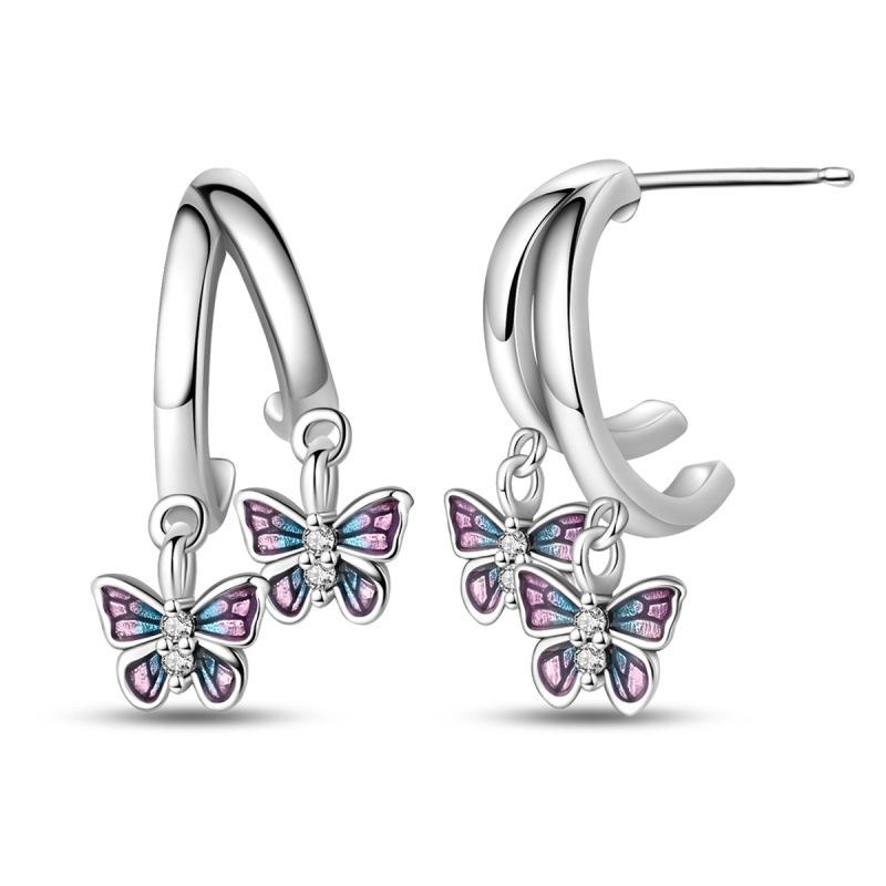 S925 Silver Elegant Purple Grape Cluster Dangle Earrings Handmade Fashion Jewelry For Women