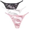 AILIWINA Gorgeous Sexy Satin Fabric Thong Panties of Women's T-Back Panties, Underwear, (Set 3)