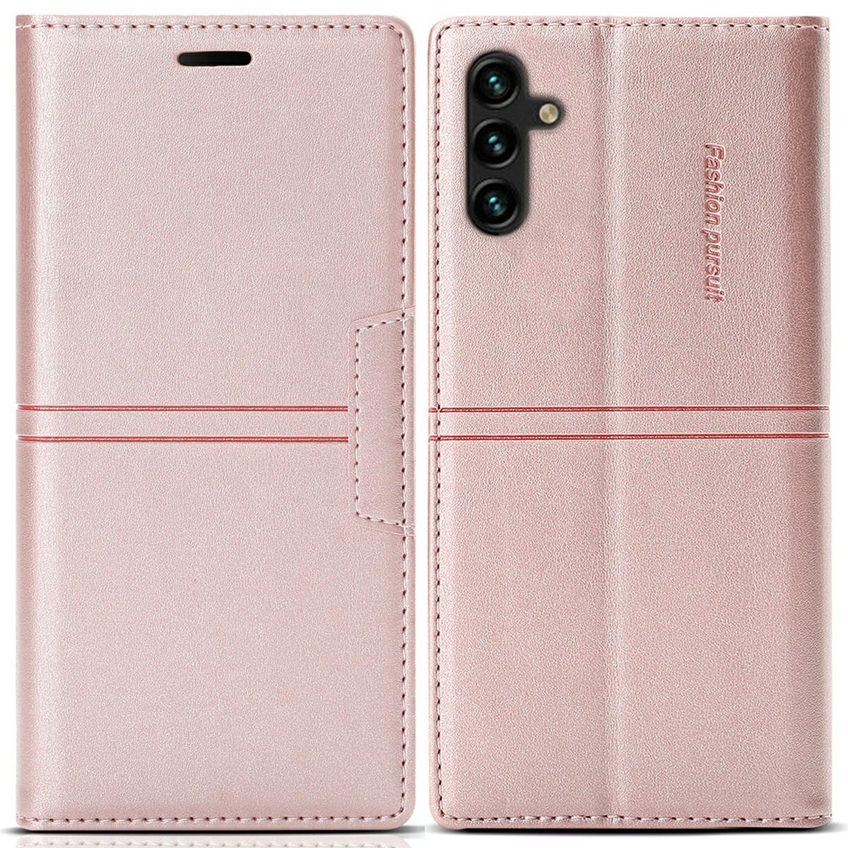 

Чехол-книжка для Samsung Galaxy A56 5G с магнитной застежкой, кожаный чехол для телефона Rose Gold