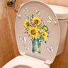Sunflower Vase Wall Stickers Toilet Bathroom Decor Living Room Cabinet Home Decoration Beautiful Flowers Self-Adhesive Wallpaper