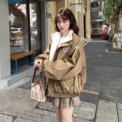 Herbst Winter Verdicken Warmer Parka Damen Lässig Süß Einfarbig Große Tasche Lockere Jacken Oberbekleidung