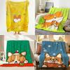 Character D Doggie C Corgi Throw Flannel Throw Blanket Suitable for Sofa Living Room Bedroom