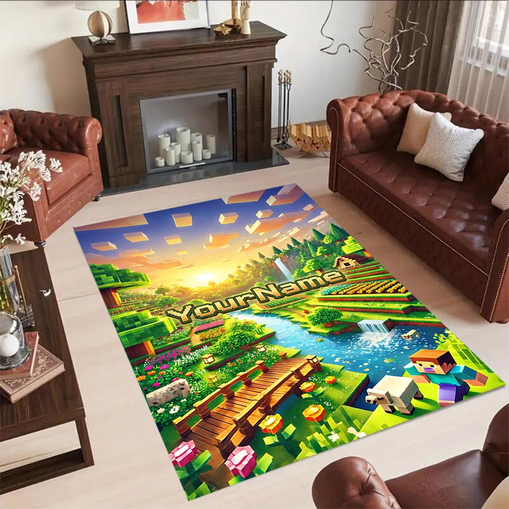 Minecraft 43 Personalized Name Carpet Perfect for Study room Balcony Game Room Living Rooms Antislip Carpet Anime Office Decor