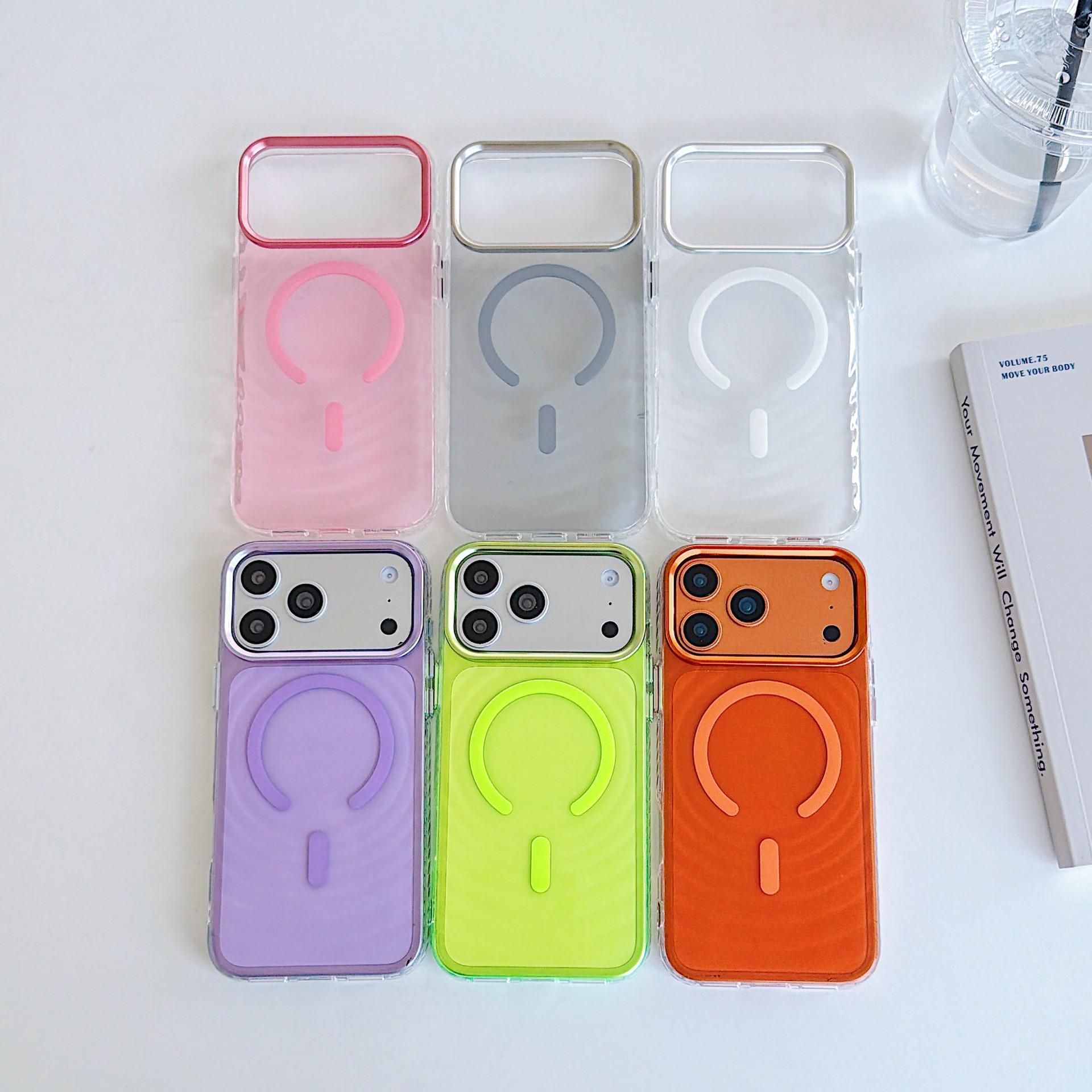 

Bo Yang Magnetic Acrylic Phone Case for Apple 17 Pro Max, Wave Pattern Cover 14 Pro очистить розовый