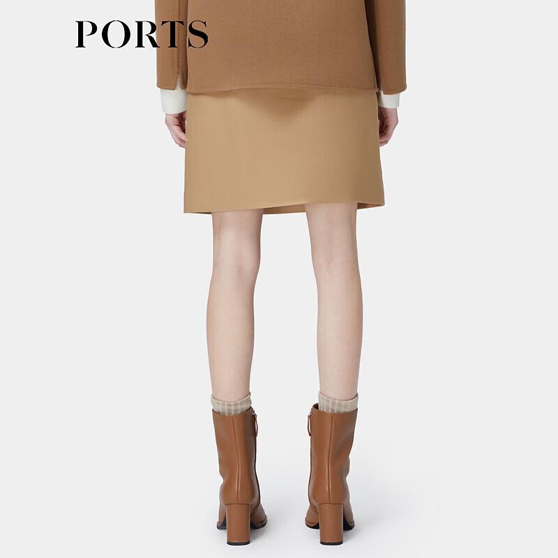 PORTS Women's Camel Wool Blend Midi Skirt