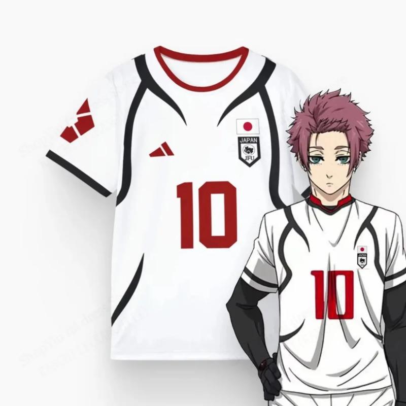 Herren Blue Lock Anime Trikot Sae Itoshi Cosplay 3D Druck T-Shirt Mode Oversized