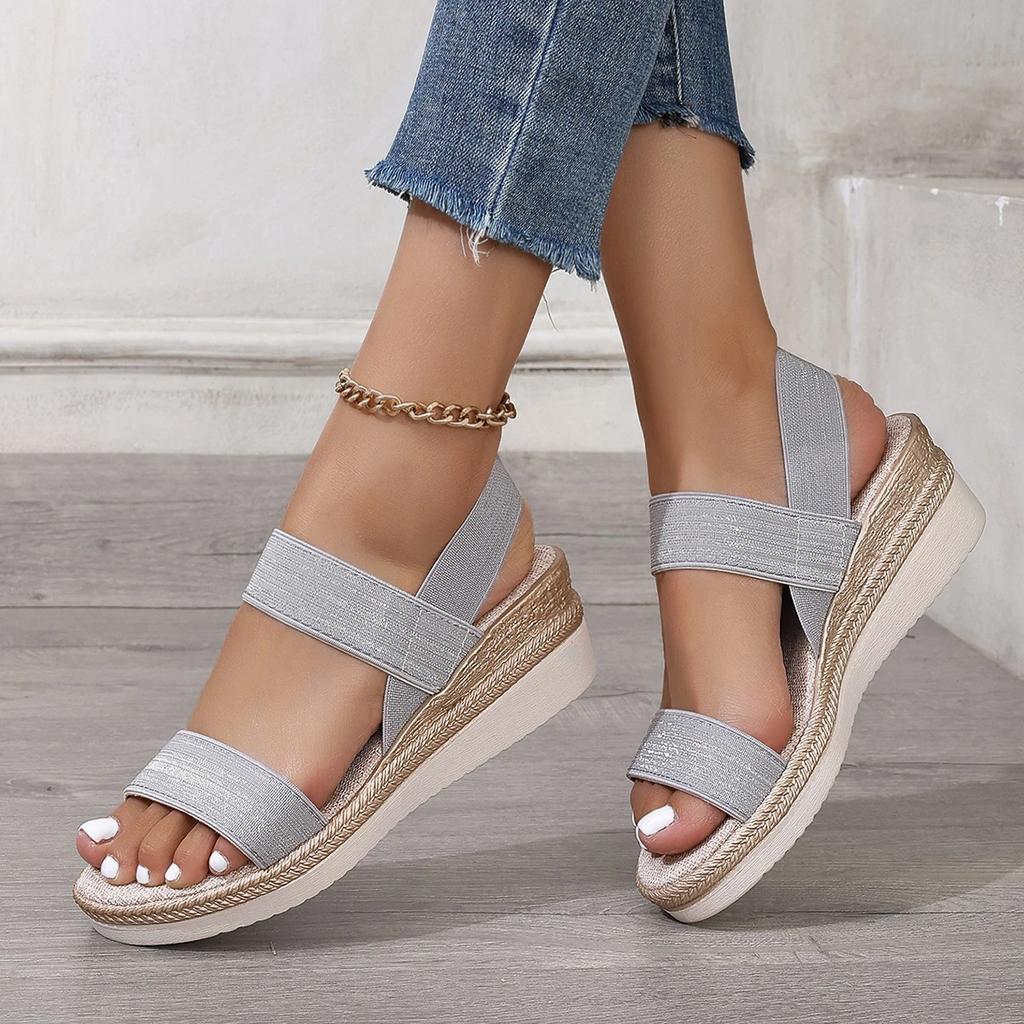 Pantofi de damă la modă 2024 Vânzare fierbinte Sandale de damă mărime plus Sandale casual solide de înaltă calitate Femei Noi Sandale pană cu vârf decupat Zapatos