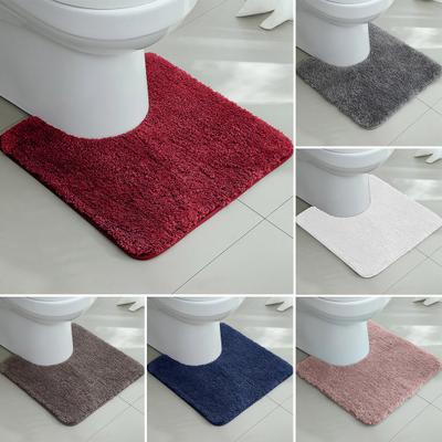 Absorbent Toilet Rug U Shaped Plush Floor Mat Machine Washable Non