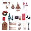 1 Set 1:12 Dollhouse Miniature Christmas Decor Fairy Door Elf Fence Tree Model DollHouse Accessories Kids Role Play Toy