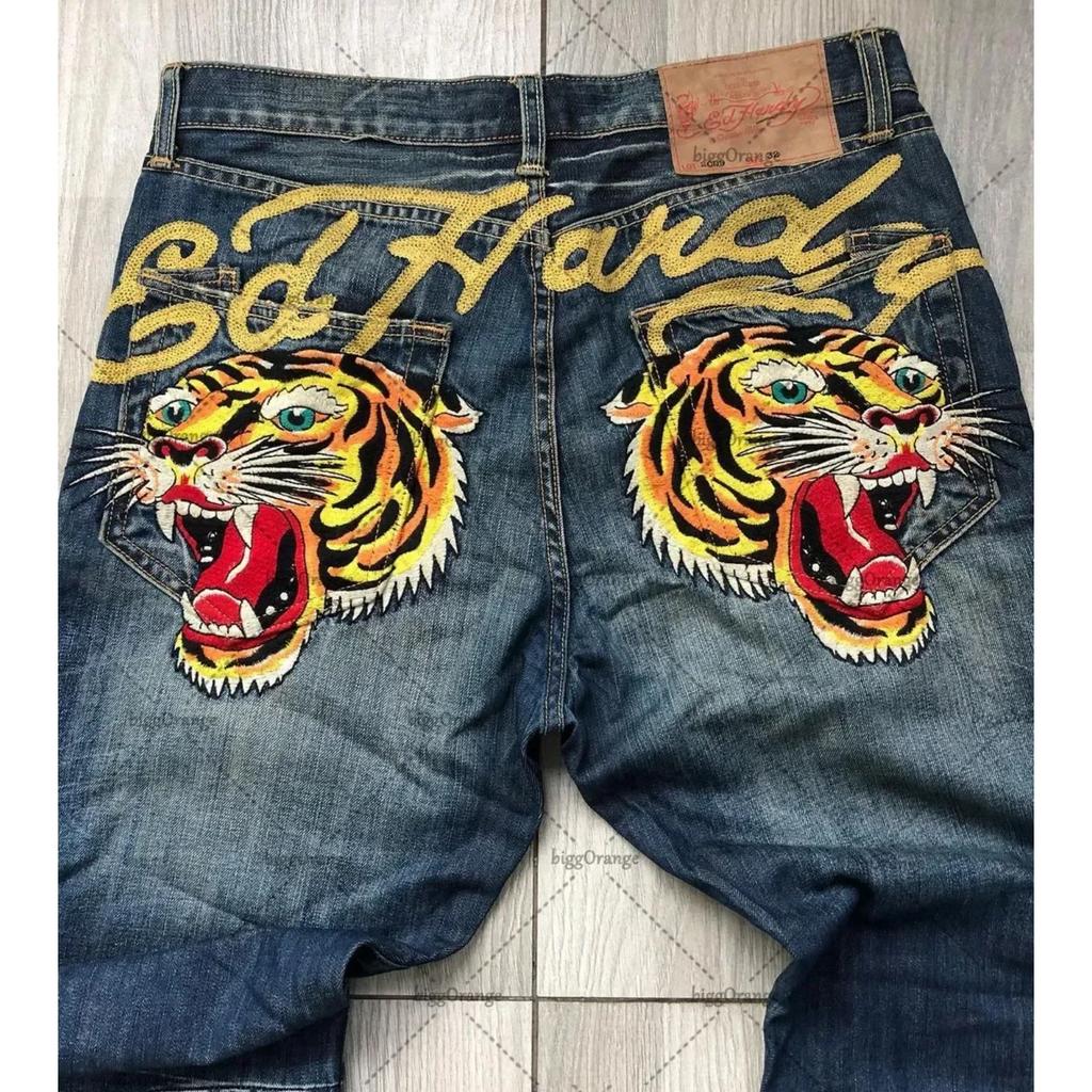 Printed Street Jeans Men's Y2K Hip-hop High-waisted Straight Retro Loose Wide-leg Pants Denim Trousers European and American