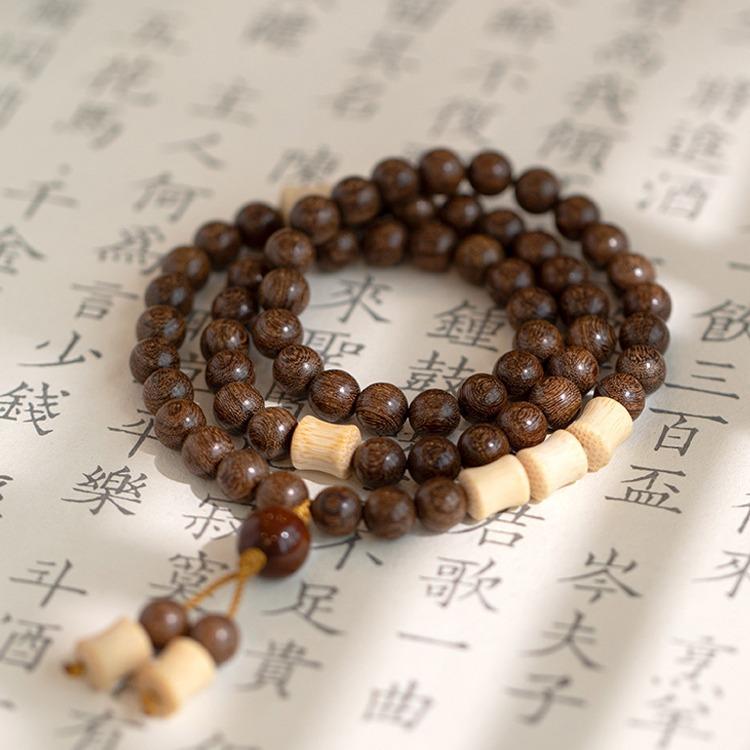 Chinese-style Natural Golden Sandalwood and Green Sandalwood Multi-loop Bodhi Men's Bracelet, Hand-held Prayer Beads, Niche Exquisite Women's