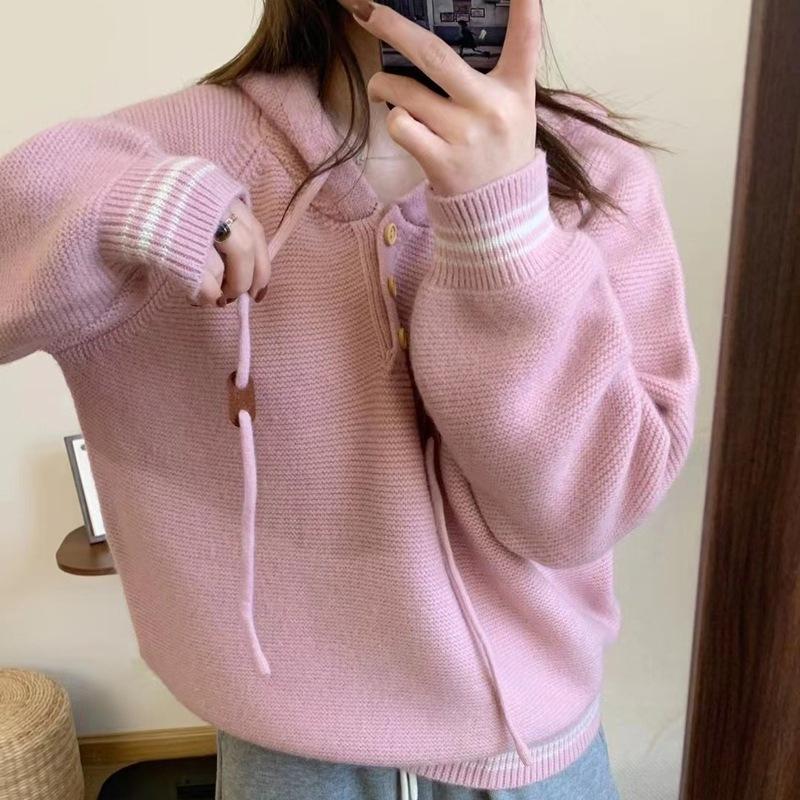 Casual Women's Hooded Knitted Sweater Autumn/Winter New Thick Hooded Sweater for Women