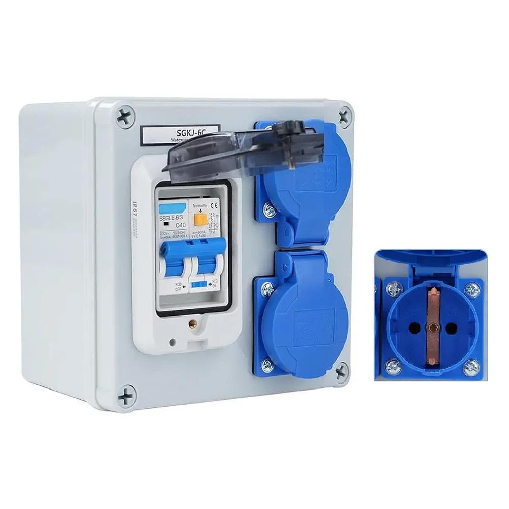 250V/16A Wall Distributor German-Sockets For Schuko Sockets With Grounding For Protect 2-Pin Power Distributor & 1P+N FI Switch