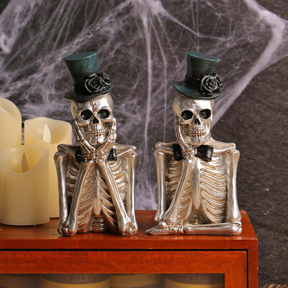 Halloween Skelett Figur Gruselig Halloween Harz Schädel Statue Ornamente Für Feiertags Party Raum Dekorationen
