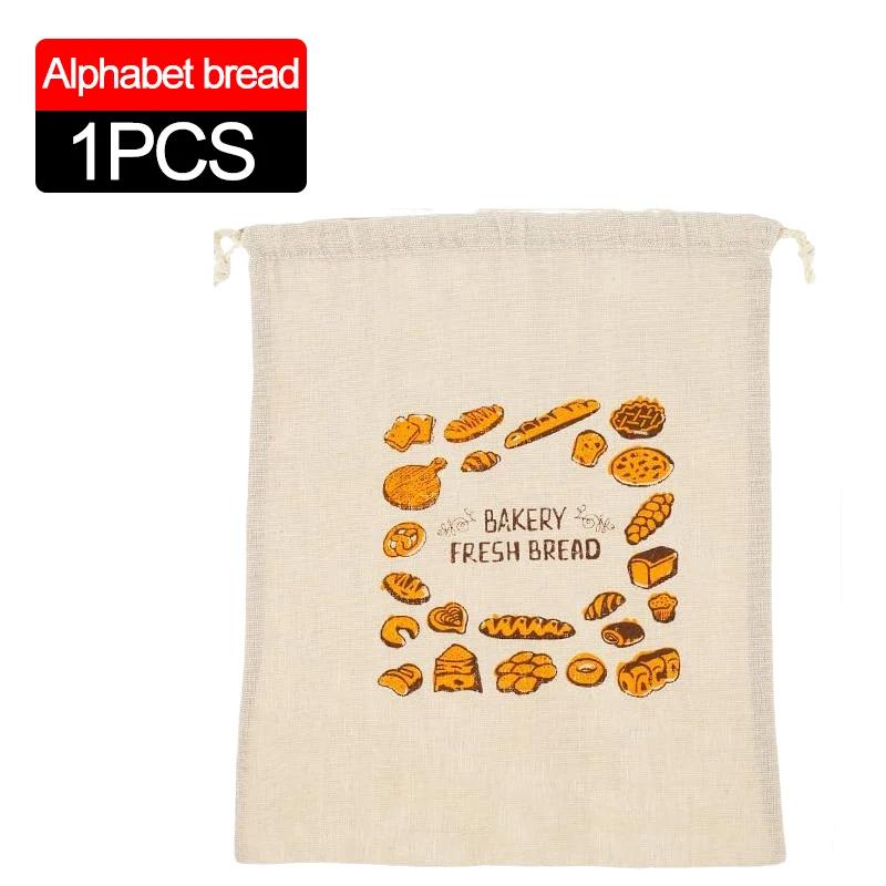 3/1Pcs Linen Bread Bags Large Capacity Drawstring Bread Storage Bags Washable Reusable Loaf Bags for Pastries Baguette Organizer