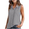 Women’s Fashionable Plain-Coloured Cotton-Linen Single-Breasted Sleeveless Shirt- T-Shirt