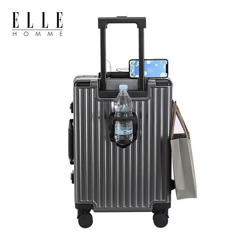 ELLE HOMME Durable Aluminum Frame Hardside Spinner Suitcase 24 inches