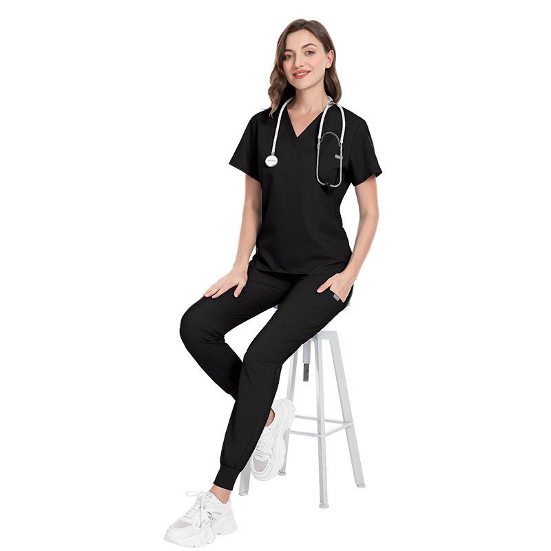 Women's Hand Washing Clothes Set, Oral Clinic Operating Room Nurse Uniform, Short-sleeved V-neck Top