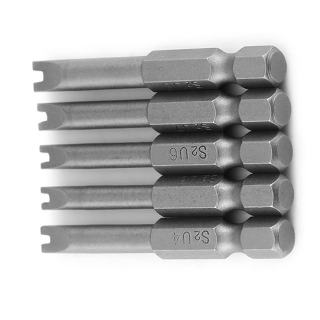 5 Pcs S2 Alloy Steel 50mm Length 1 4  Hex Shank U shaped Magnatic Screwdriver Bits Set