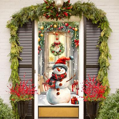 Multi Scene Christmas Door Banner DIY Accessories Snowman Window Sign Banners Background Decoration Party Decoration