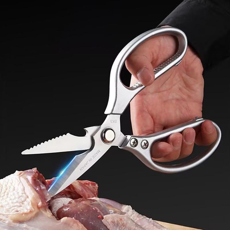 Professional Stainless Steel Kitchen Scissors With Aluminum Alloy Handle - Perfect For Cutting Chicken Bones Meat Fish