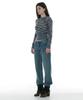 PARTIMENTO WOMEN Sheer Wide Rib Knit Crew Neck_Mix Navy