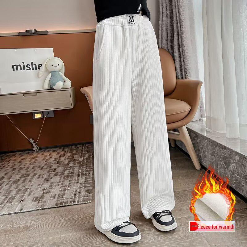 

«Стильные широкие брюки для девочек — повседневные зимние флисовые брюки для детей постарше» 140