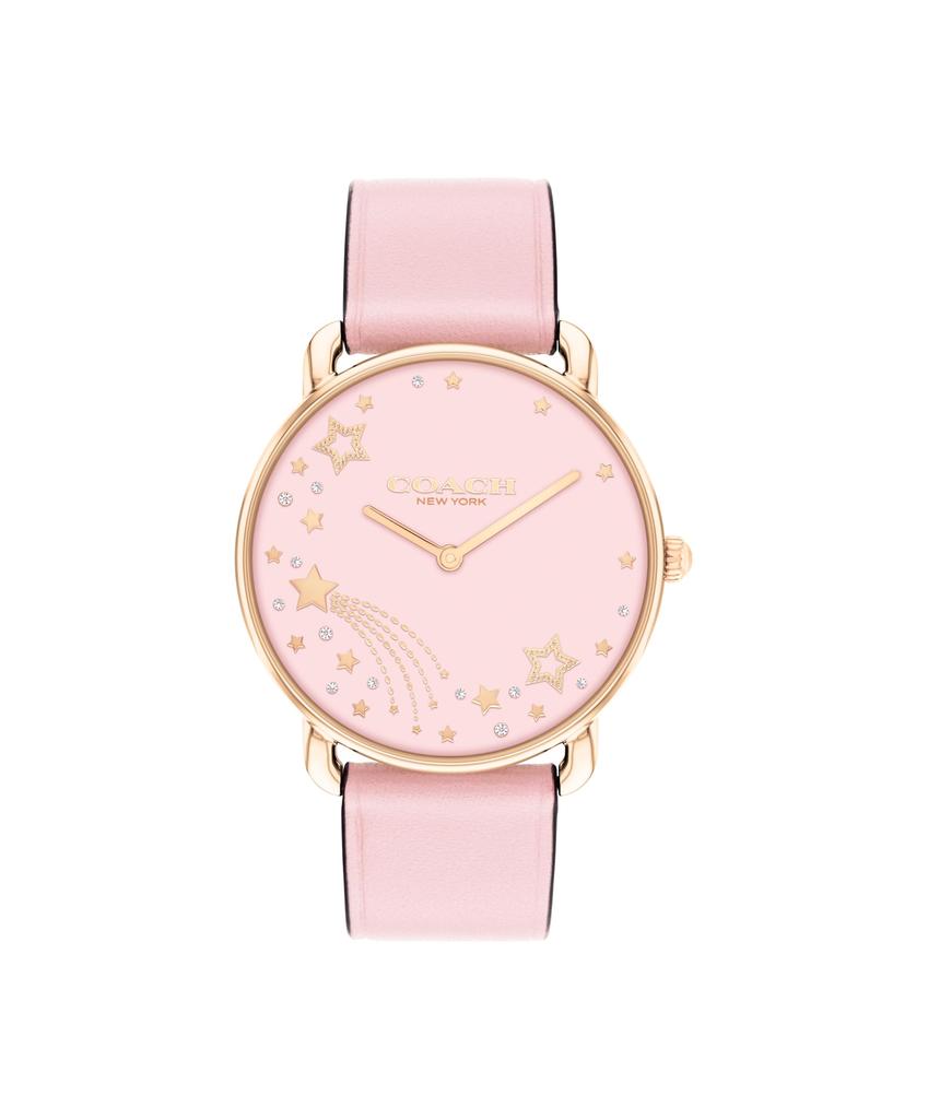 Coach Elliot Quartz Watch with 2H Movement and Leather Strap Water Resistant to 3 ATM Modern Minimalist Gift for San Women's - - - Her, 36mm, Pink,