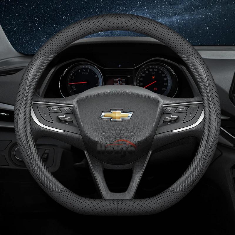 Leather Car Steering Wheel Cover for Chevrolet Chevy Malibu Spark Tracker Cruze Sonic Camaro Equinox Volt Seeker Accessories