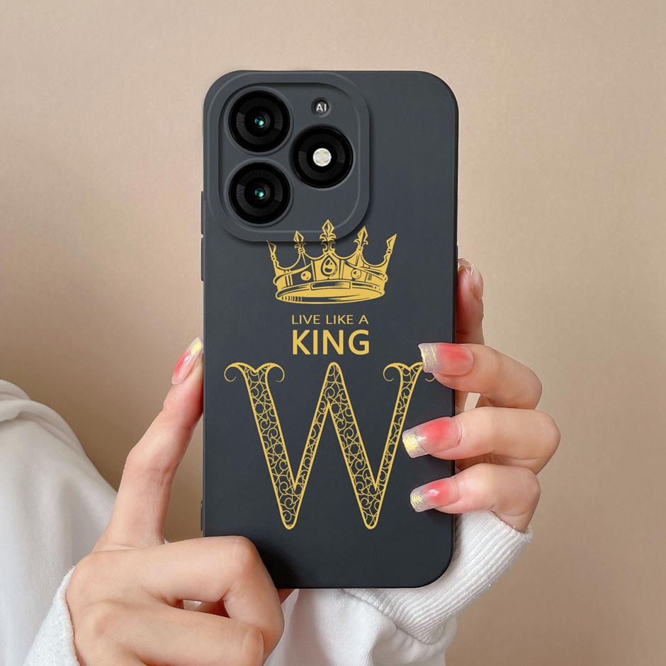 For Tecno Itel A70 Case Luxury Crown Letter Pattern Liquid Silicone Back Cover For ItelA70 A 70 New Design Advanced Sense Shell
