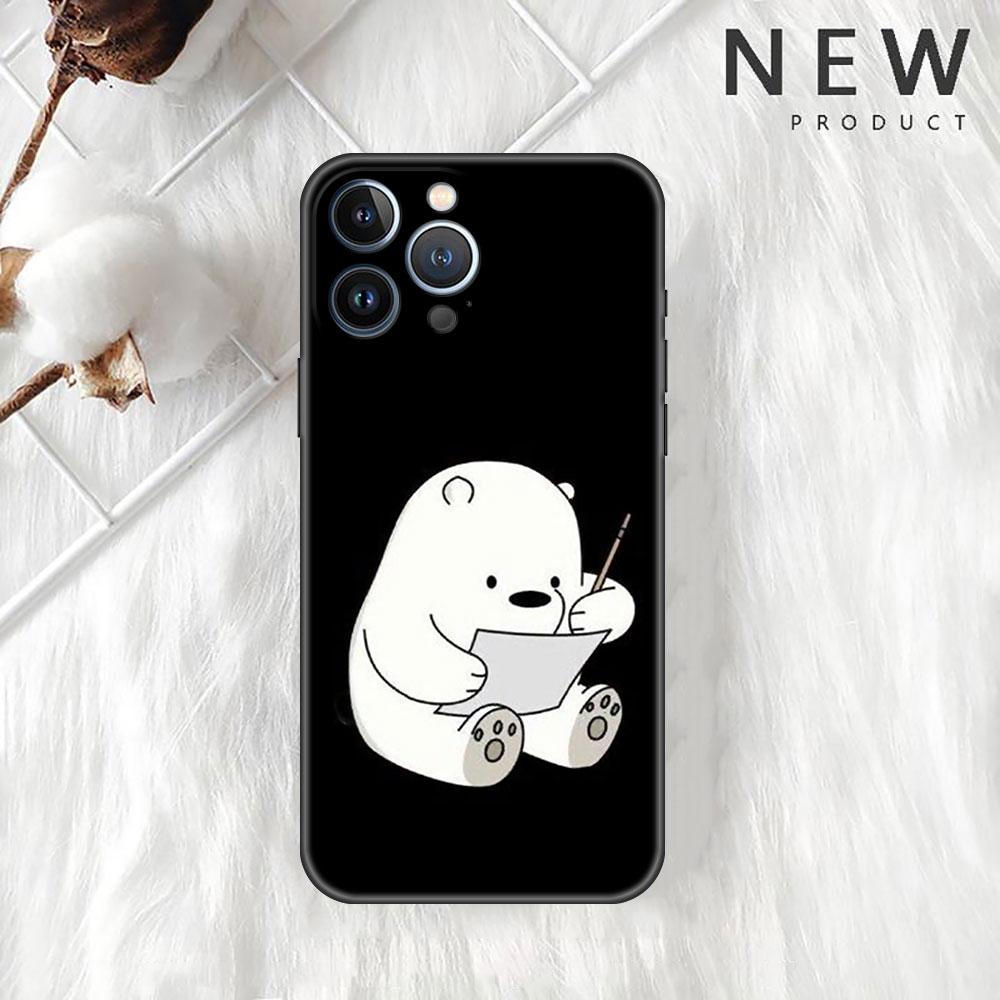 

Чехол Funda для Apple iPhone 14 11 13 7 12 Pro 7 XR XS Max 8 Plus 6 14Pro 13Mini черный мягкий чехол для телефона We Bare Bears Cartoon iPhone 6 6S