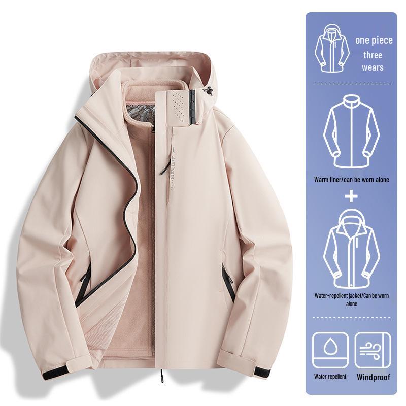 Grafitowa kurtka wiatrówka z polaru Xi: Wodoodporny, Wiatroodporny, Odpinany Płaszcz Jesienno-Zimowy 3 w 1