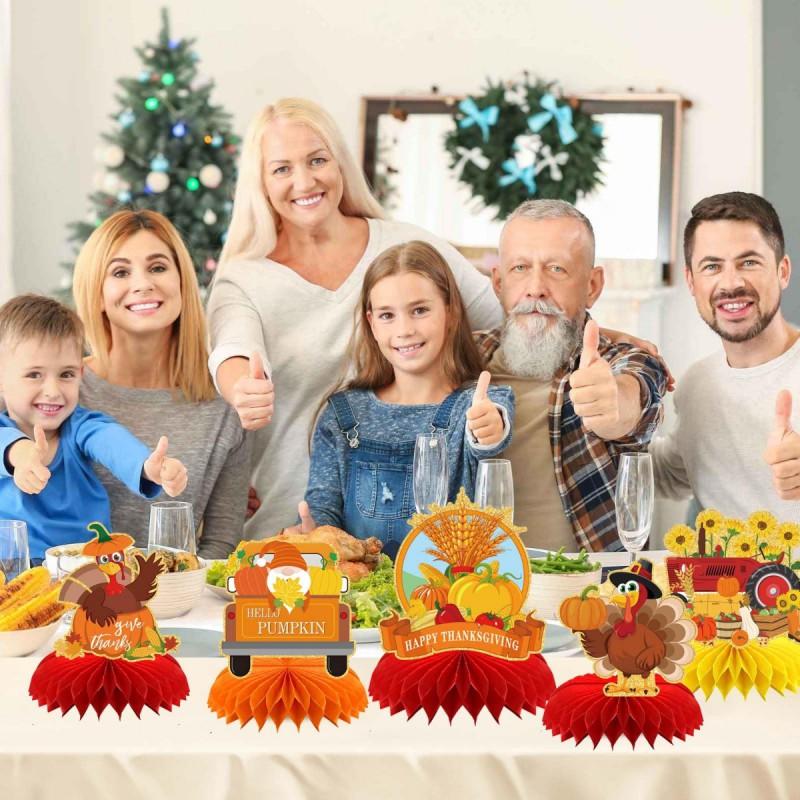 Thanksgiving Party Decorations Set With Maple Leaves Pumpkins Turkeys Table Centerpieces Honeycomb Balls Home Dining