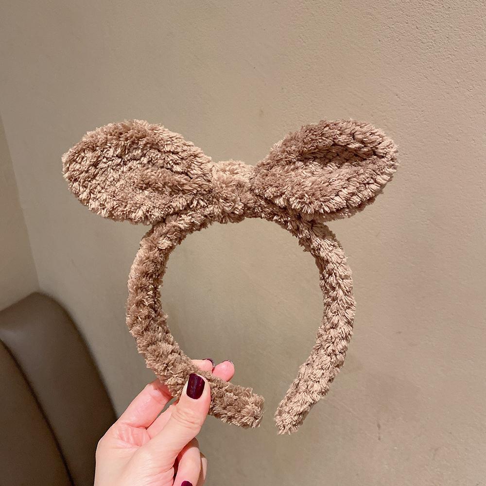 Hasenohren Stirnband Plüsch Haarband für Frauen Mädchen Niedliche Schleifen Stirnbänder zum Gesichtwaschen Spa Stirnbänder für Mädchen Hasenohren H