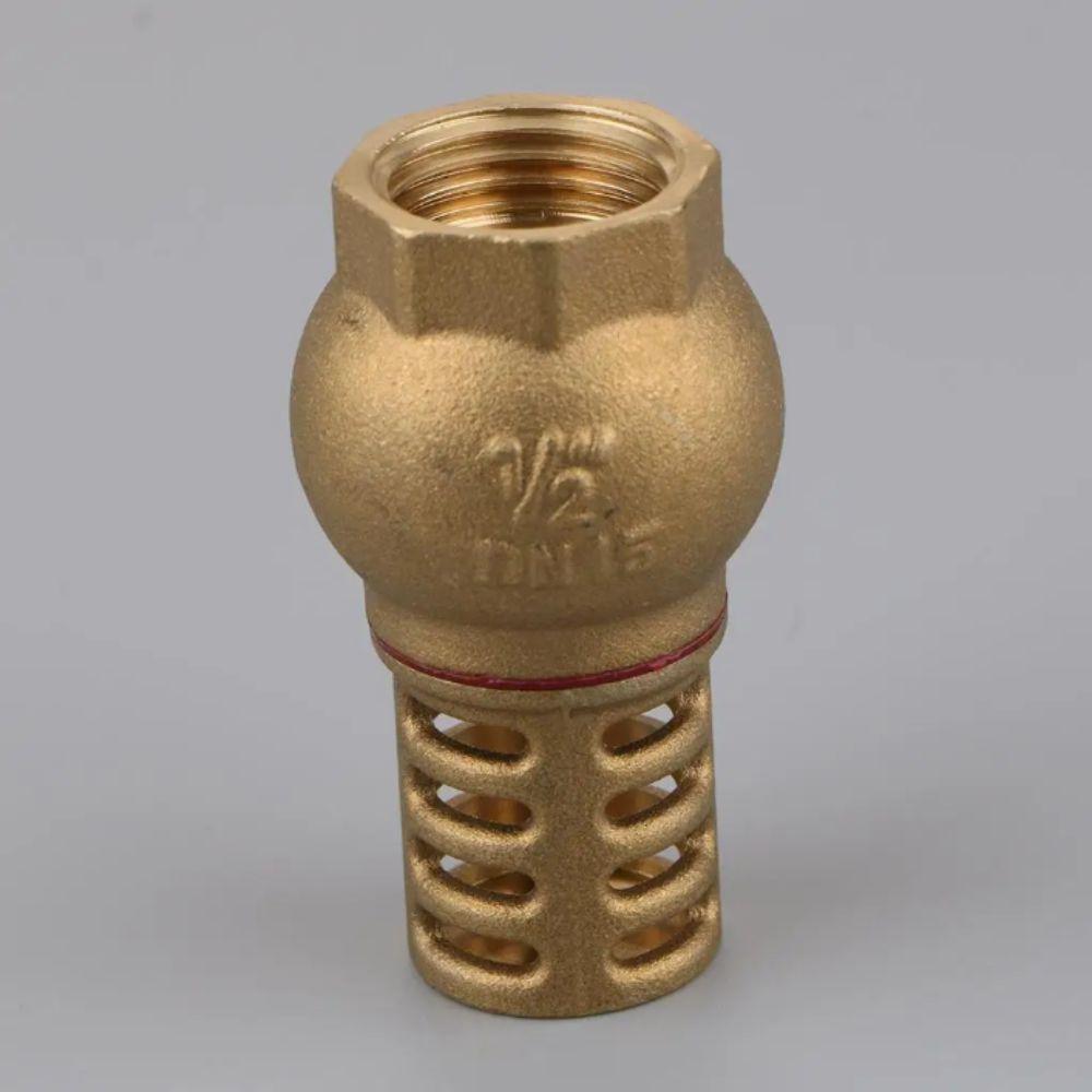 Strong Metal Brass Foot Valve Anti Backflow One Way Bottom Valve Easy Installation Female Thread Strainer Filter