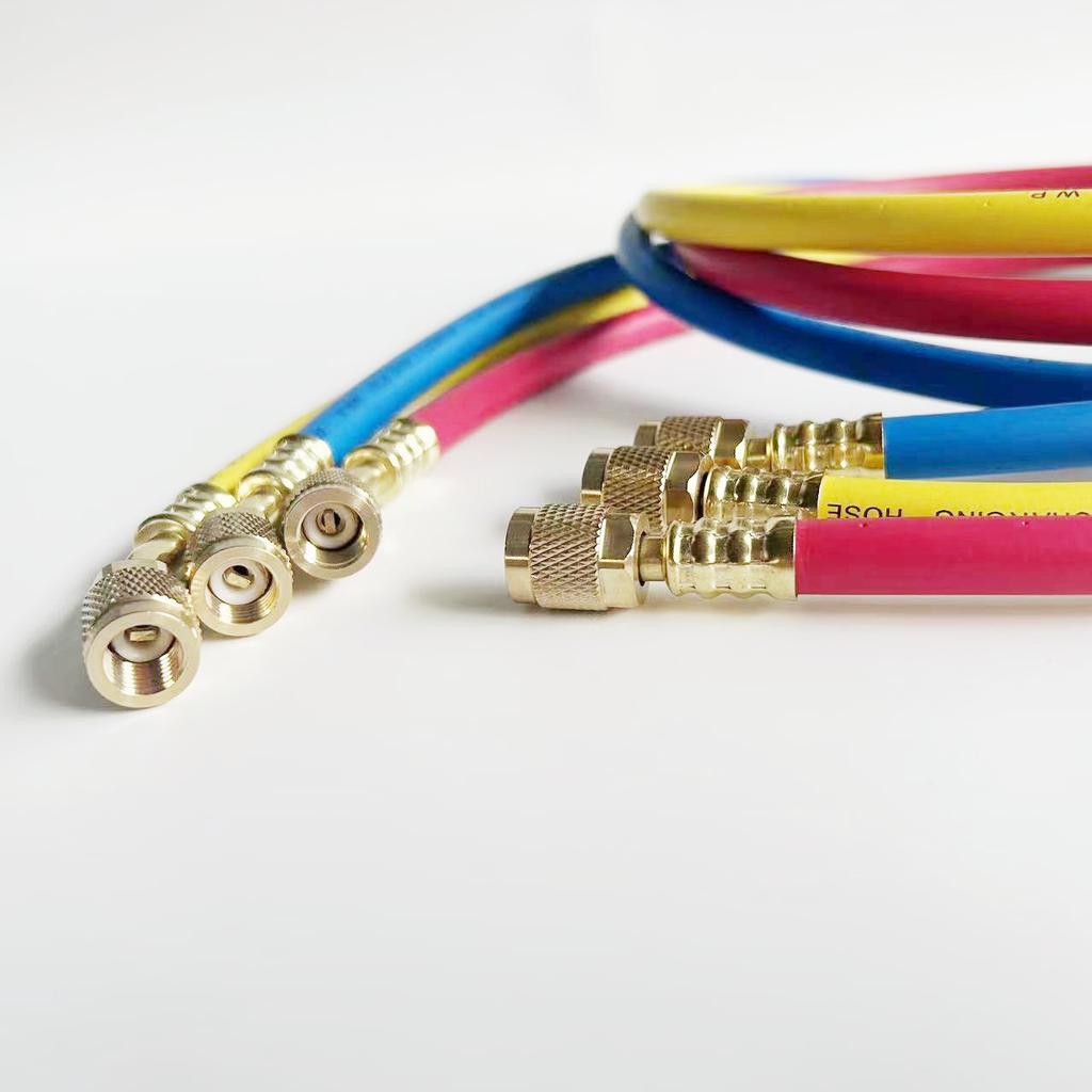 Brass Air Conditioning Refrigerant Charging Hose for R134a Industrial Can Withstand 3000/600 Psi Pressures for Outdoor Park Use
