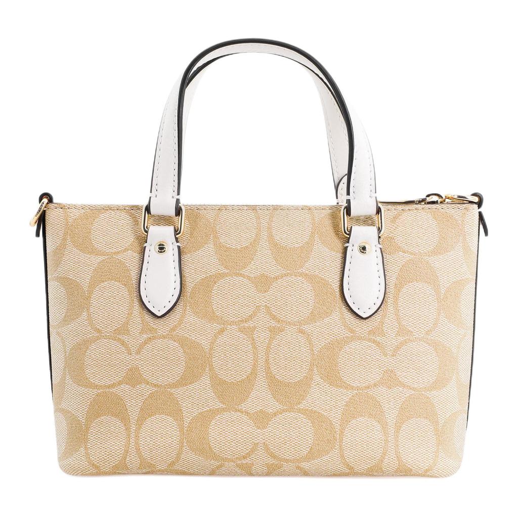 Coach Gallery 20 Zip Closure Classic Print Canvas And Leather Handbag Shoulder Bag Crossbody Bag Small Women Handbags Khaki White CH468-IMDQC
