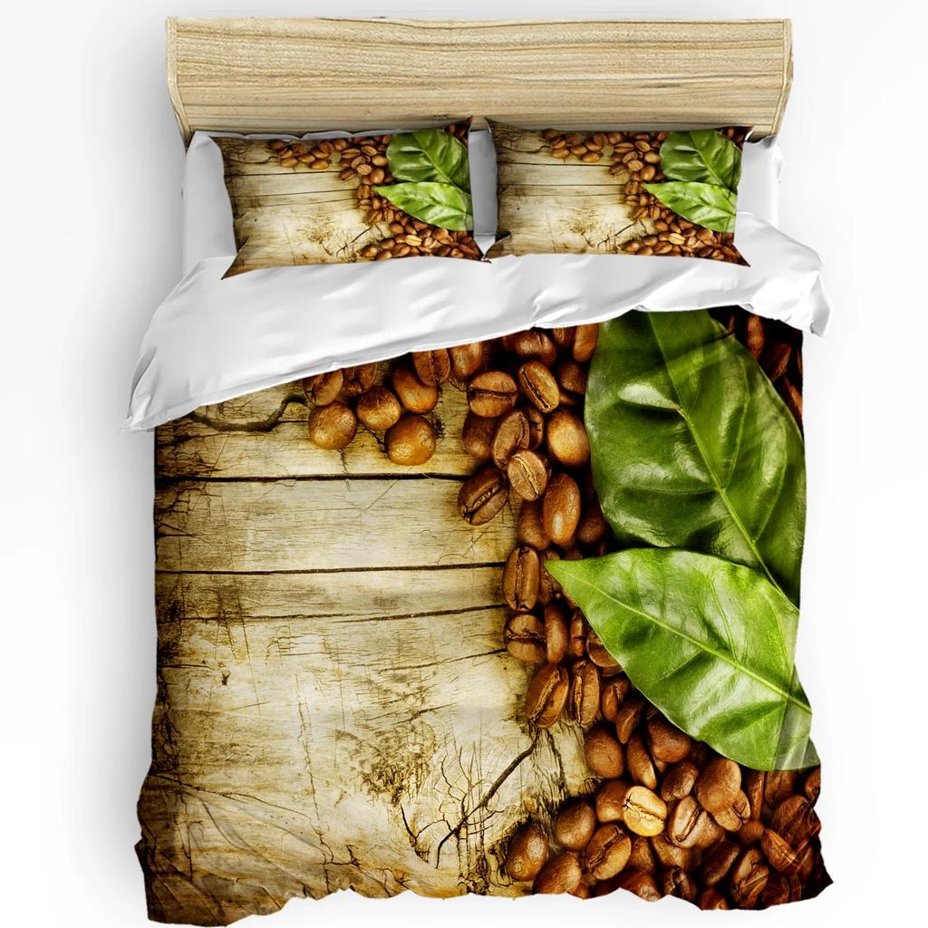 Kaffee Kaffeebohnen Kaffeetasse 3-teiliges Bettwäscheset für Doppelbett Heimtextil Bettbezug Steppdeckenbezug Kissenbezug