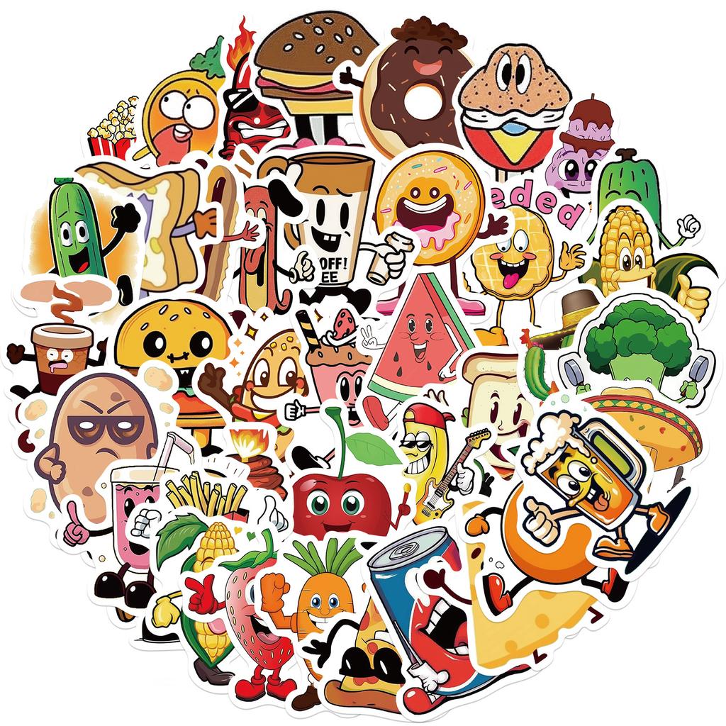 50 Funny Fruit Food Graffiti Stickers Guitar Laptop Suitcase DIY Waterproof Stickers