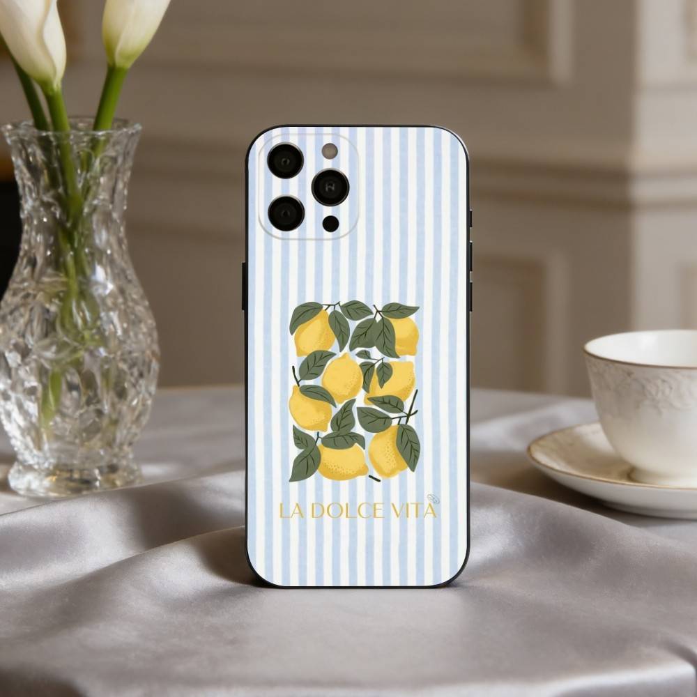 S-Seaside S-Scenery Wine L-Lemon Phone Case Silicone Soft For IPhone 17pro 16 15 14 13 12 11 X XR Plus Pro Max Plus