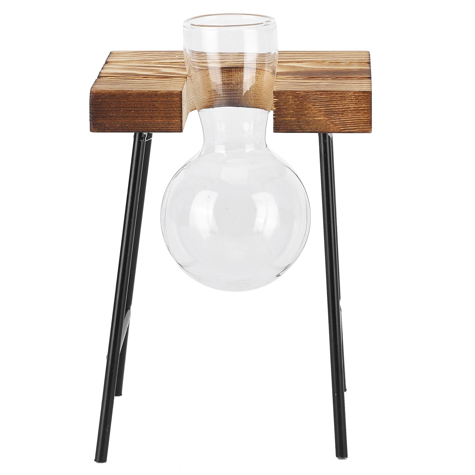 

Настольный стеклянный горшок для растений, деревянная подставка, стеклянная ваза для ламп, гидропонный горшок для растений для домашнего офиса